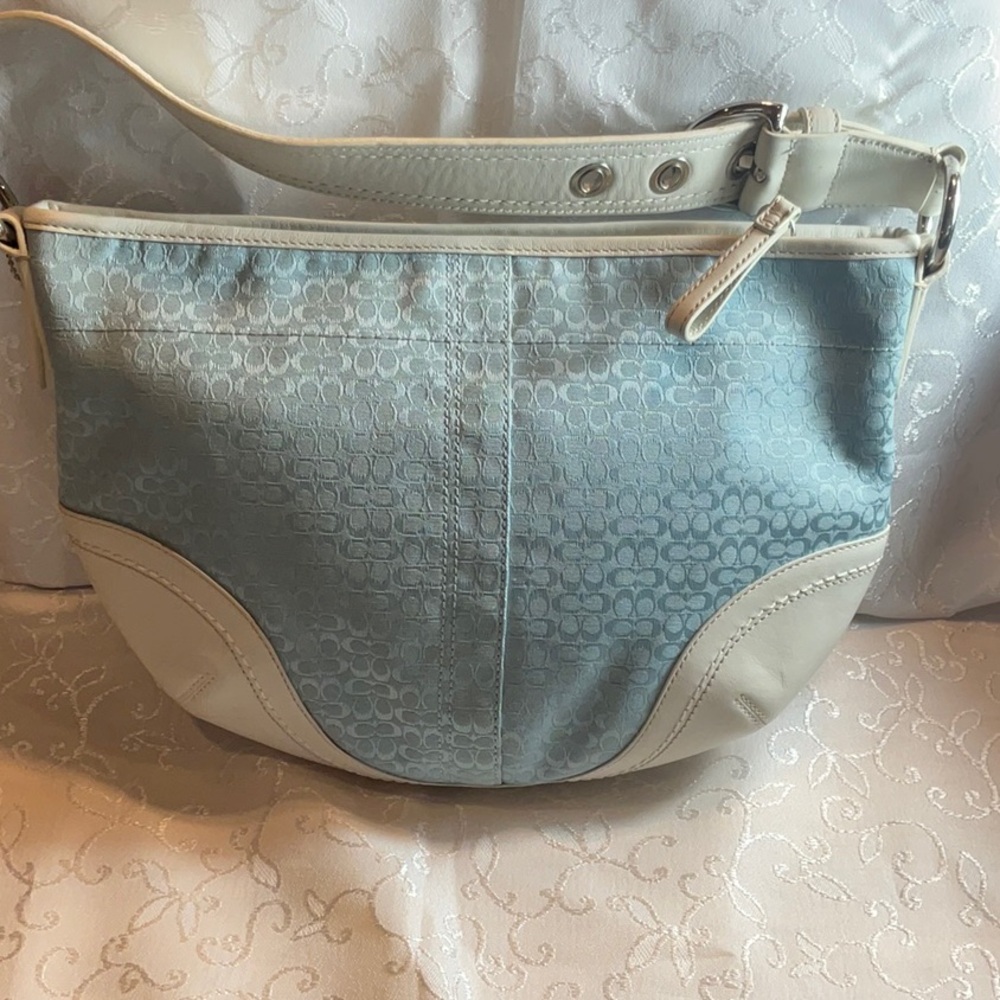 COACH BLUE AND BEIGE SHOULDER BAG
